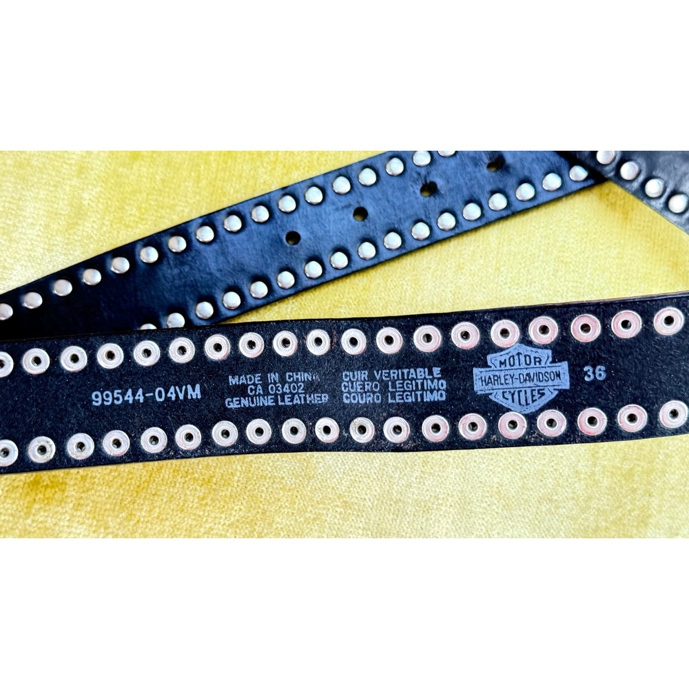 Harley Davidson Genuine Leather Studded Belt Size 36 Bar Shield Buckle 99544 - Picture 3 of 7